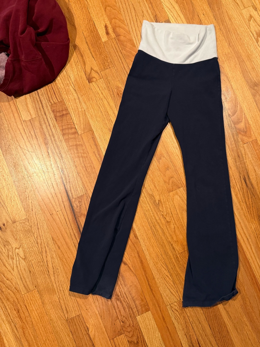 Brandy Melville Navy and White High-Waist Flare Pants